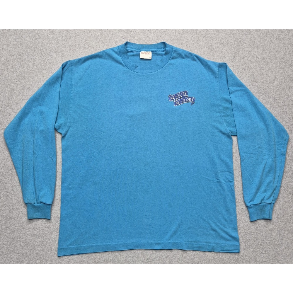Vintage Sunbelt Shirt Men XL Blue Bad to the Bone Rodeo Bull Rider Single Stitch